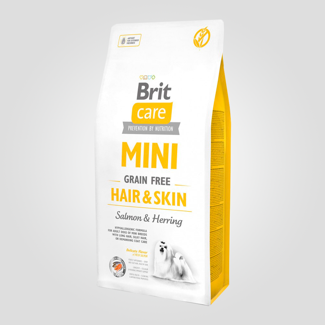 Корм сухой Brit Care Mini Hair&Skin для собак мелких пород для кожи и шерсти с лососем и селедкой 7 кг (20504588)