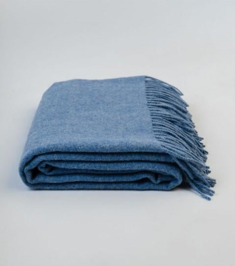 Плед-покрывало шерстяной 140х200 см Голубой