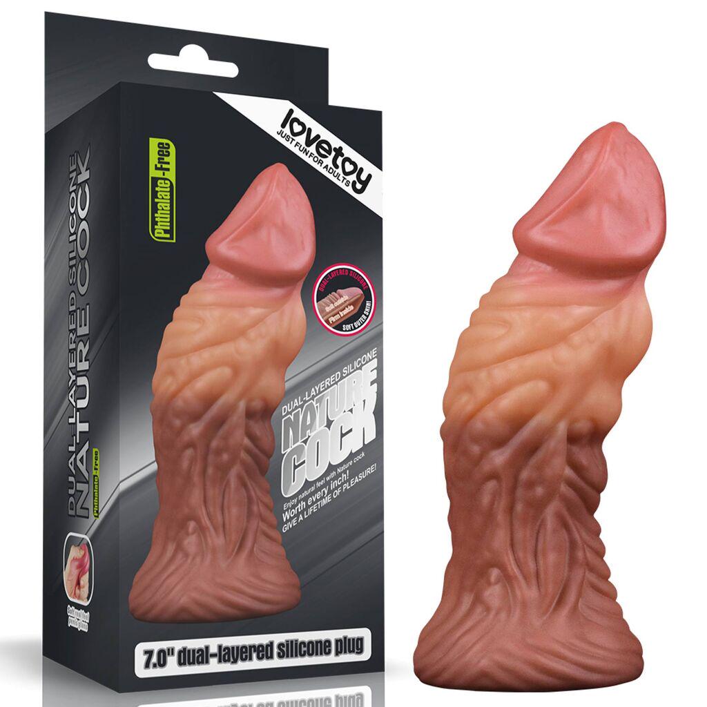 Фаллоимитатор LoveToy Dual-Layered Silicone Plug 7" Brown (35552172)
