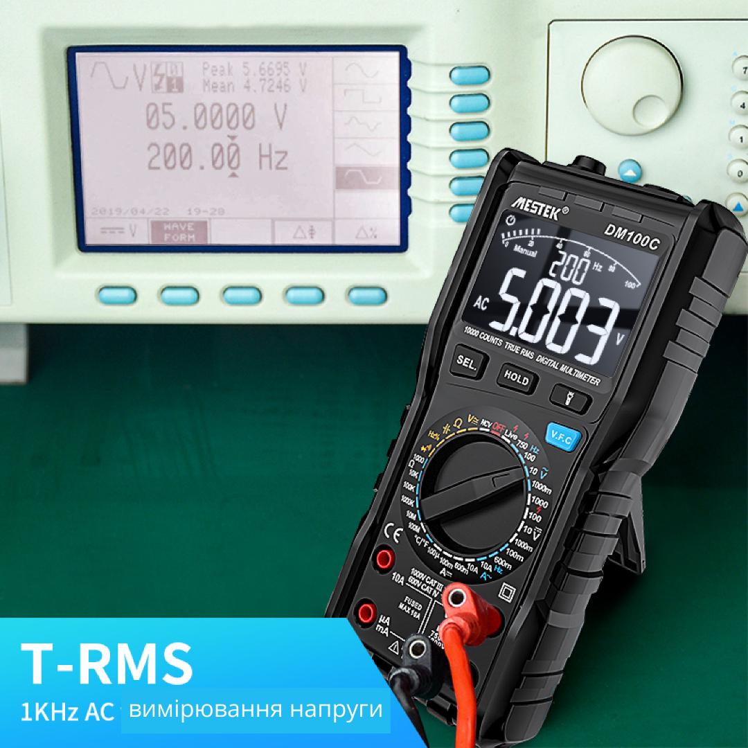 Мультиметр цифровой True RMS VFC NCV LIVE MESTEK DM100C на чипе DTM0660L с большой скоростью измерения Черный - фото 6