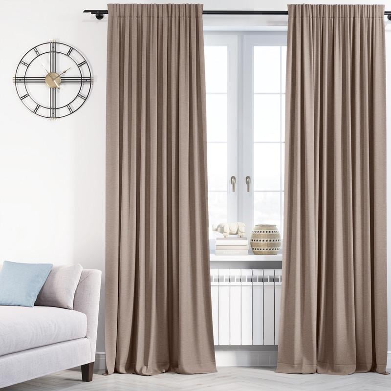 Комплект штор Lux Portiery CALIFORNIA мікровелюр подвійний 250x280 см 2 шт. Бежевий (MD 1426) - фото 1