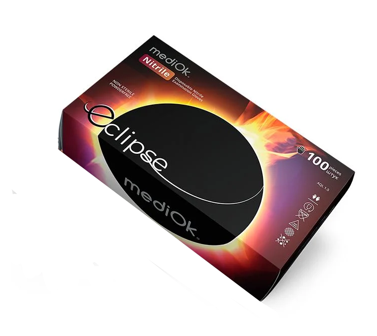Перчатки нитриловые MediOk Eclipse неопудренные L 100 шт. Черный (EclipseL)