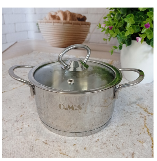 Каструля OMS з нержавіючої сталі з кришкою для газу і індукцїї 0,9 л (2008-0.9) - фото 3 Каструля OMS з нержавіючої сталі з кришкою для газу і індукцїї 0,9 л (2008-0.9) - фото 3
