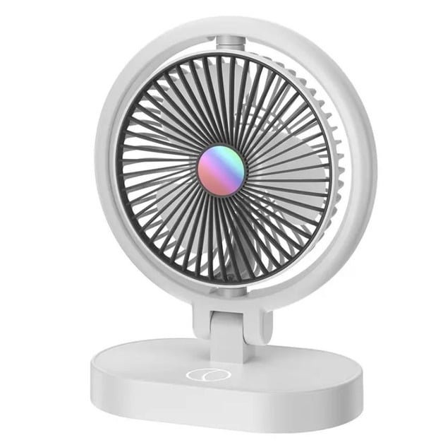 Вентилятор настільний акумуляторний із LED підсвіткою USB 29,5х20,5 см Білий