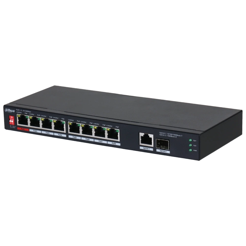 Комутатор 8 портів некерований Dahua DH-PFS3110-8ET1GT1GF-96 PoE (2863456230)