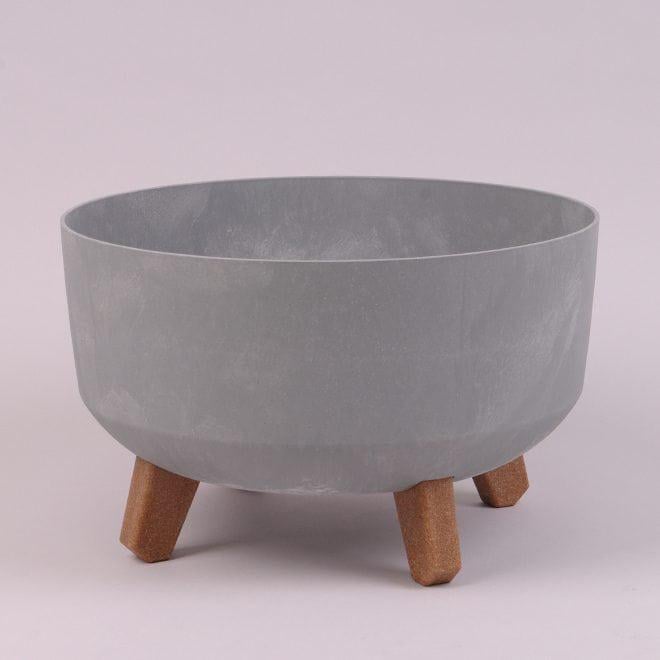 Горшок пластиковый Flora Gracia Low Beton Effect на ножках 23,5 см Бетон (93461)