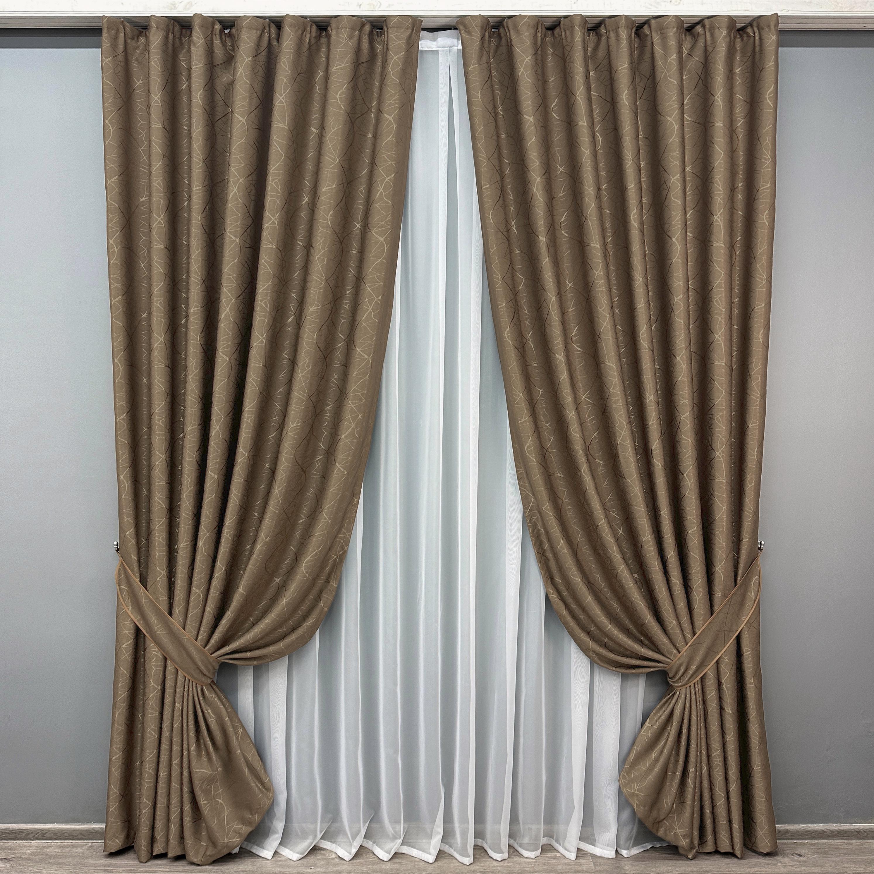 Комплект штор VR-Textil Саванна № 688ш лен 150х270 см 2 шт. Коричневый (30-467)