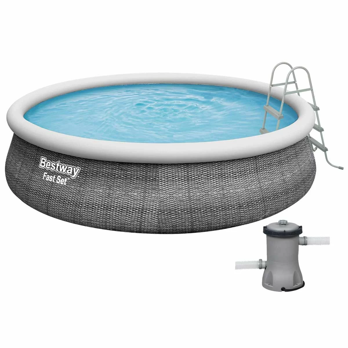 Бассейн надувной Bestway 57372 с картриджным фильтром и лестницей 457х107 см