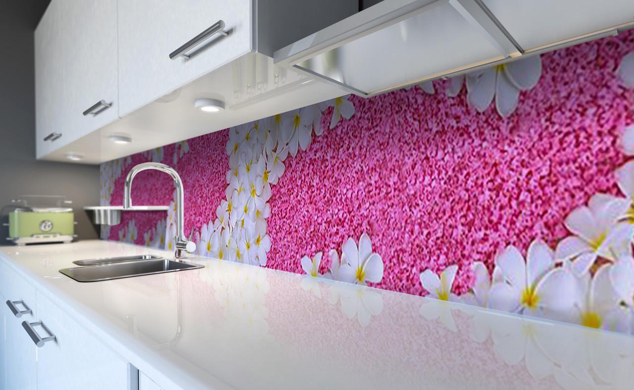 Кухонный фартук Ковер из цветов из самоклеящейся виниловой пленки 60х250 см Розовый