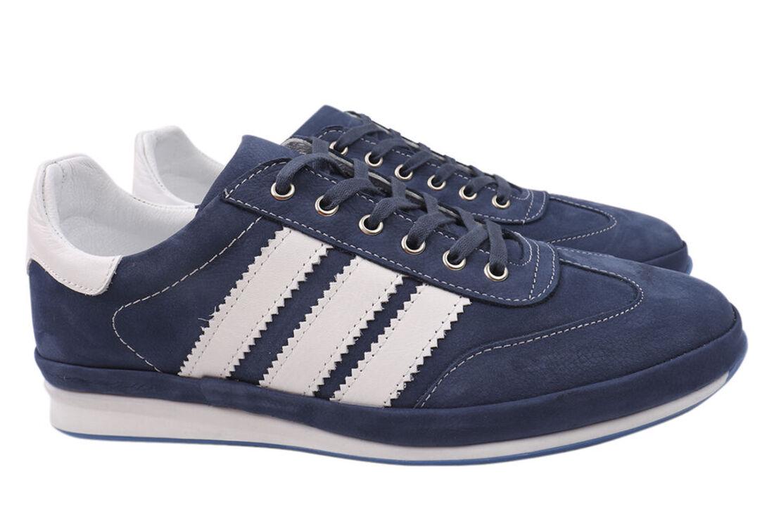 Кроссовки мужские Effort из кожи на низком ходу на шнуровке р. 44 Синий (39-21DTC)