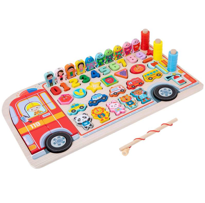 Дерев'яна гра сортер LimoToy MD 1960 5в1 Монтессорі Пожежна машина укр. м (1690143376)