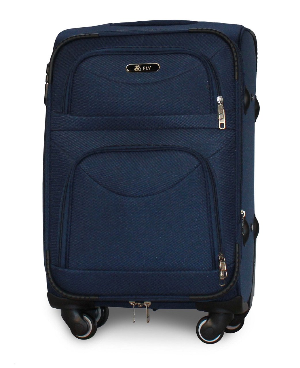 Чемодан ручная кладь Fly 6802 малый на 4 колесах 54х35х22 см Темно-синий