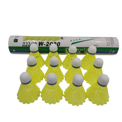 Набор воланов для бадминтона нейлоновый в тубе W-2000 12 шт. Желтый (160007)