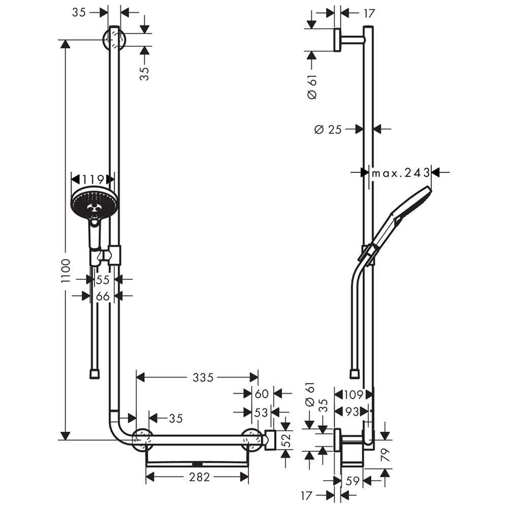 Душовий комплект із штангою Hansgrohe Raindance Select Left EcoSmart 26325400 Хром (142804) - фото 2