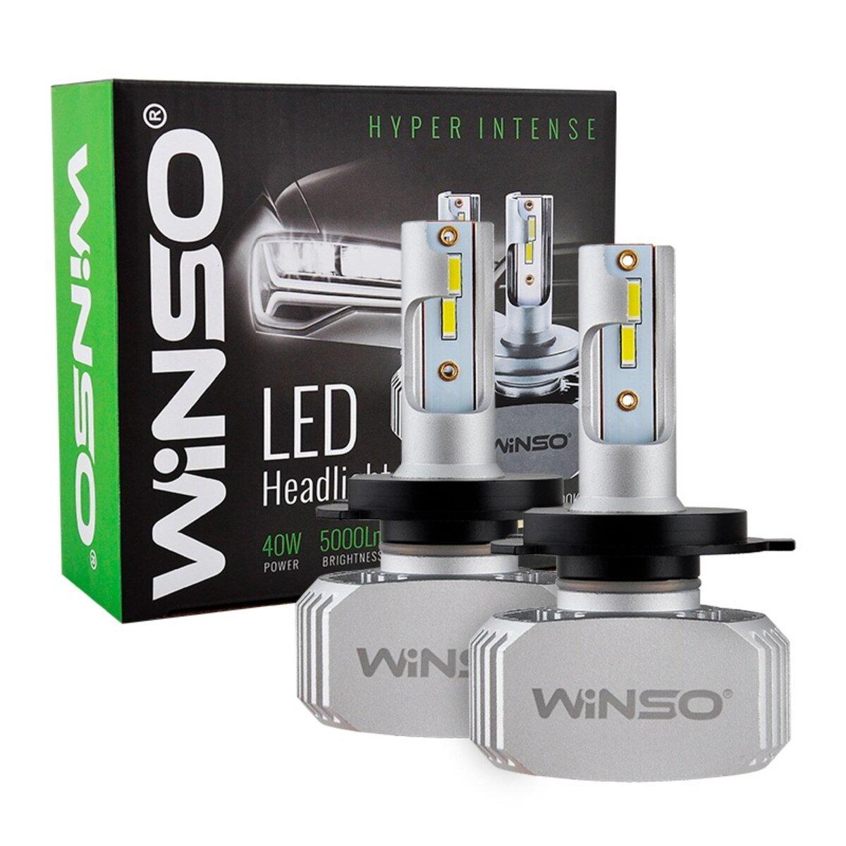 Лампы автомобильные головного света WINSO LED H4 12/24V 40 Вт 5000Lm 6000K P43t CSP Chip 2 шт. (792400) - фото 1