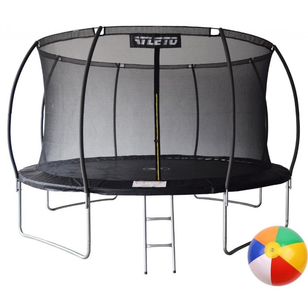 Батут Atleto 404 см з внутрішньою сіткою та драбинкою Чорний (29-76-42400496)