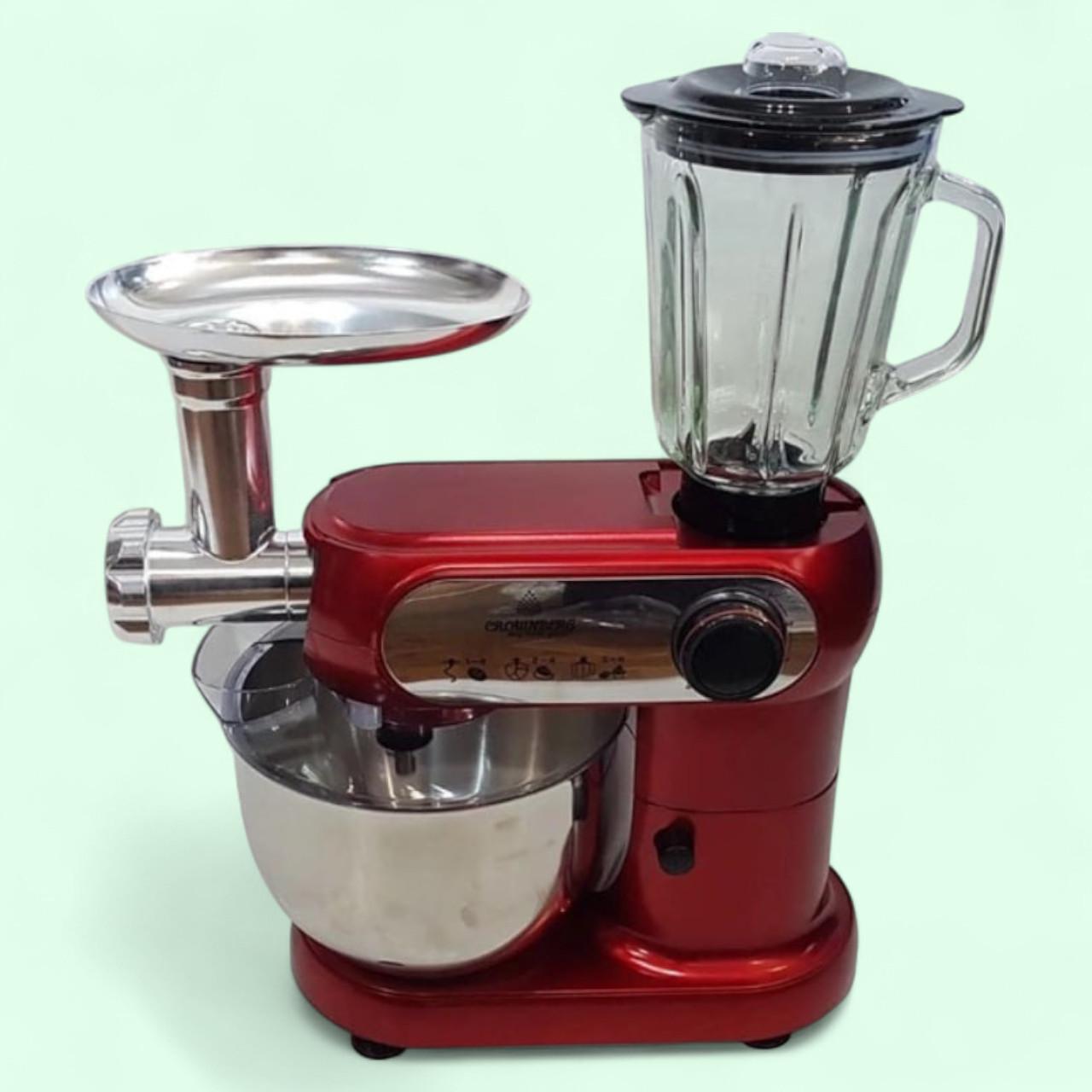 Кухонний комбайн Crownberg CB-3404 зі сталевою чашею 3в1 2200 Вт 5,5 л Червоний (є21)