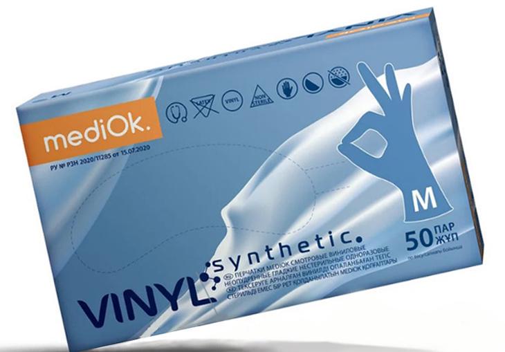 Перчатки MediOk нитровиниловые неопудренные 100 шт. M Синий