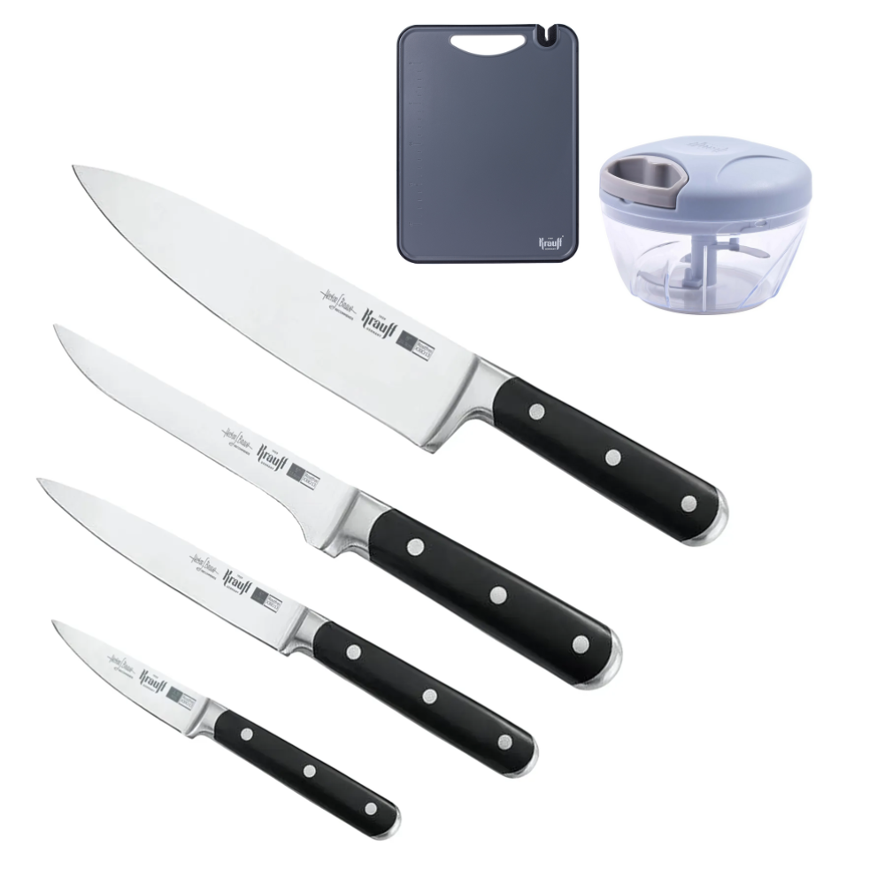 Набор ножей Krauff Prime Chef с овощерезкой-измельчителем и кухонной доской 4 шт. (55-333-632)