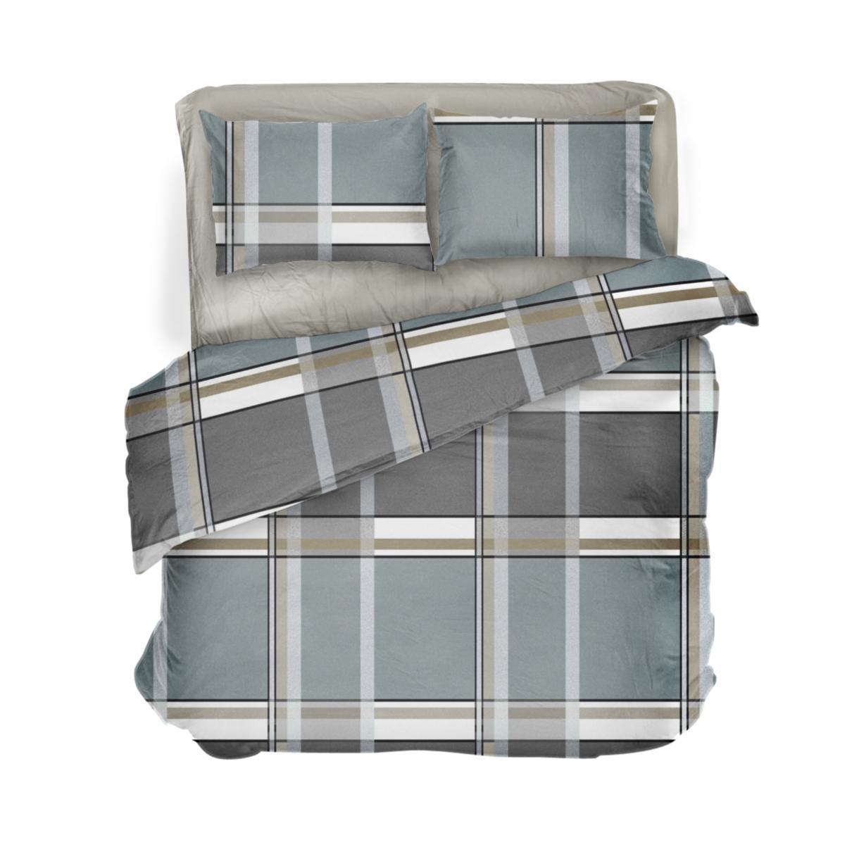 Постільна білизна Lelit бязь євро Світло-бежевий з зеленим (B-1140)