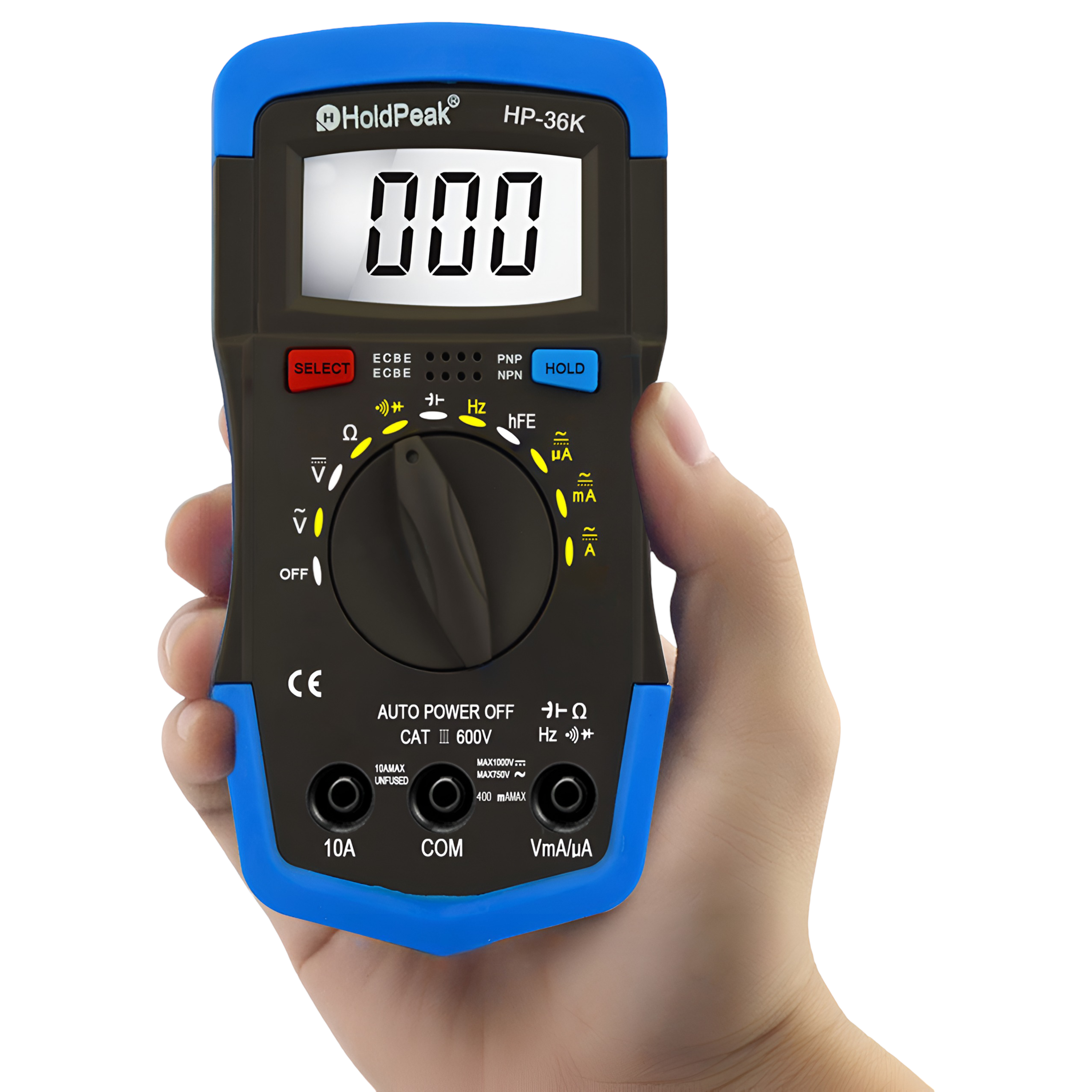 Мультиметр цифровий HoldPeak HP-36K 4000 відліків 1000 В 10А AC/DC 40МОм 4000 мкФ 1000°C 10МГц - фото 7 Мультиметр цифровий HoldPeak HP-36K 4000 відліків 1000 В 10А AC/DC 40МОм 4000 мкФ 1000°C 10МГц - фото 7