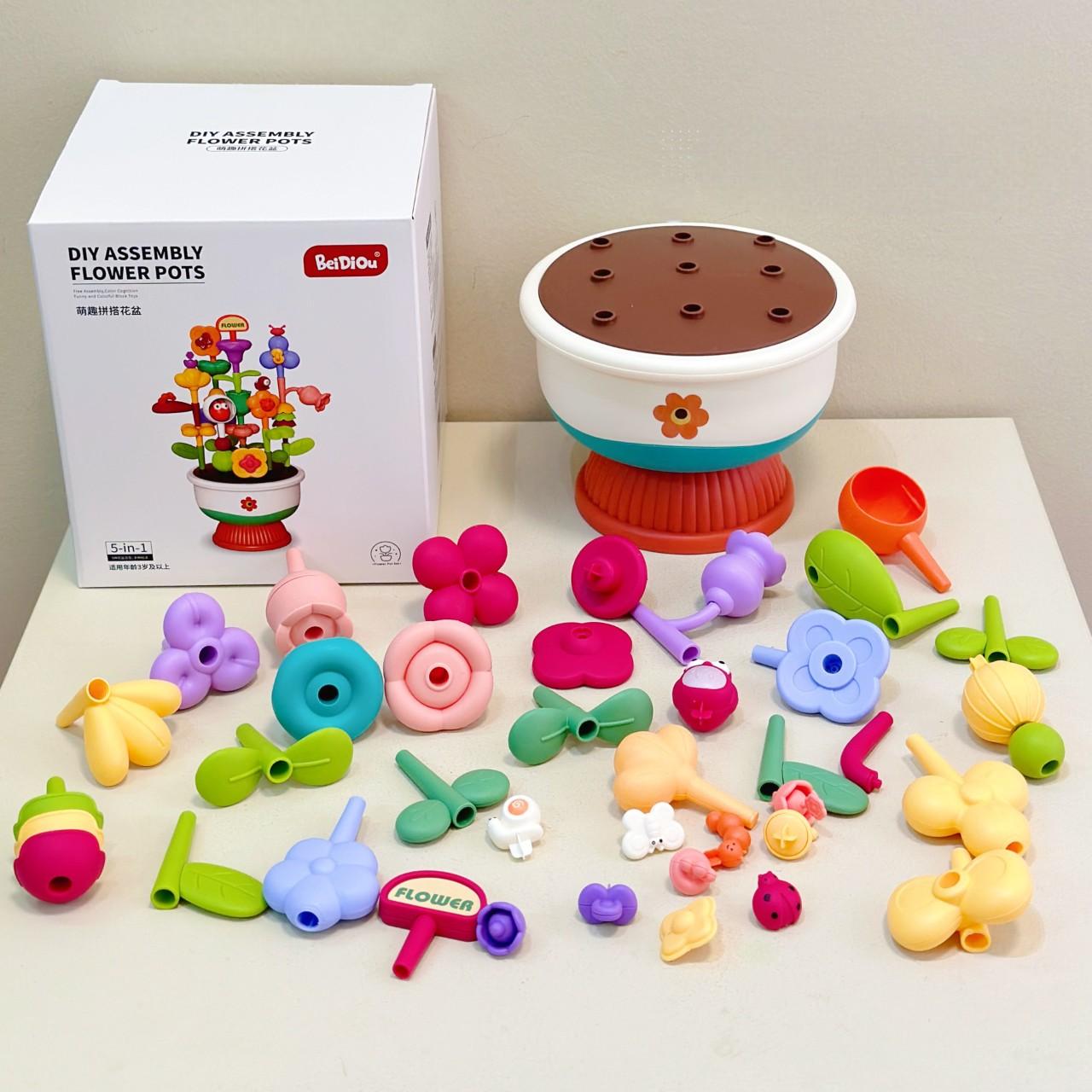 Конструктор дитячий BeiDiou Квітковий Сад DIY Assembly Flower Pots Різнокольоровий (4184) - фото 3