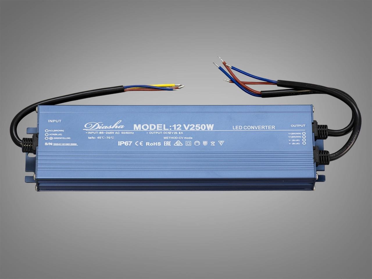 Блок живлення 12 В для підключення LED стрічки 250 Вт 20,8А (NP-12V-250W-IP67)