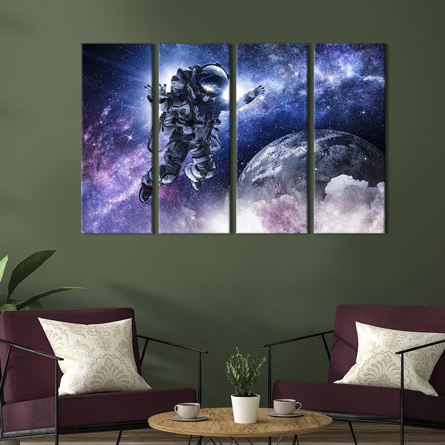 Картина модульная из 4 частей Астронавт на орбите M 89x53 см (524-41)