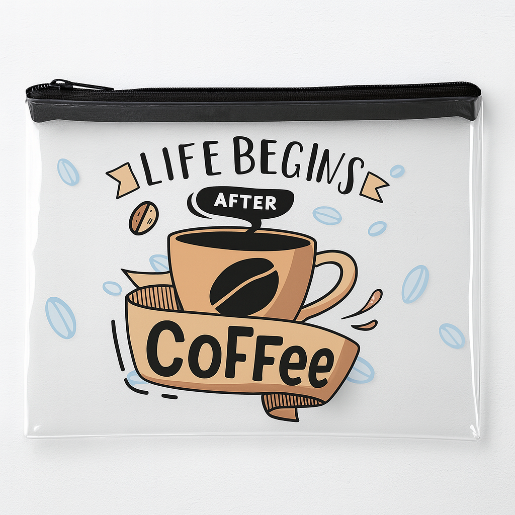 Косметичка пластиковая Presentville Visible Life begins after coffee Прозрачный (KPR_19A031_BL)