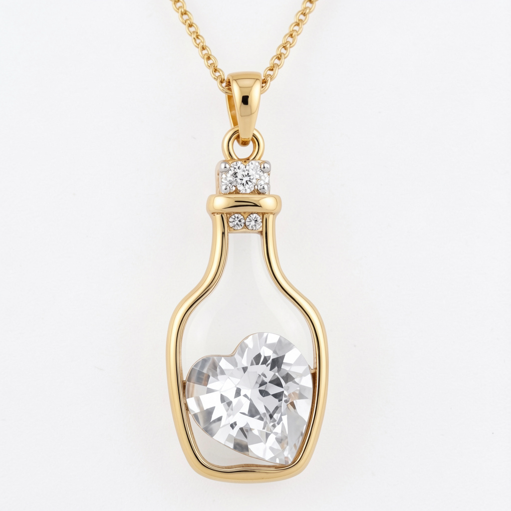 Кулон Bottle Love с белым сердечком для влюбленных (824148510)
