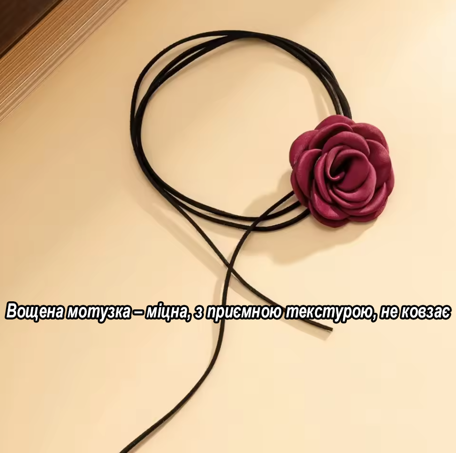Чокер на шию з оксамитовою квіткою трояндою Чорний (U9389) - фото 8