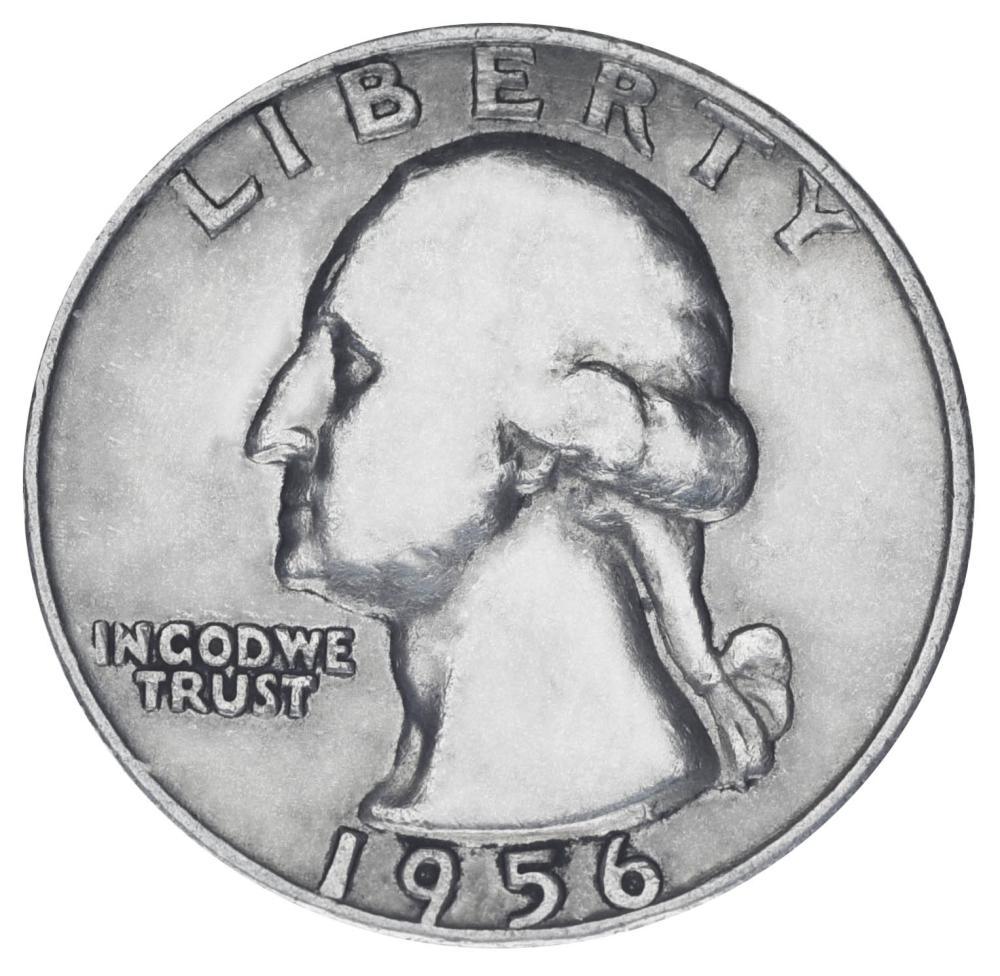 Коллекционная монета США 25 центов квотер 1956 серебро F-VF