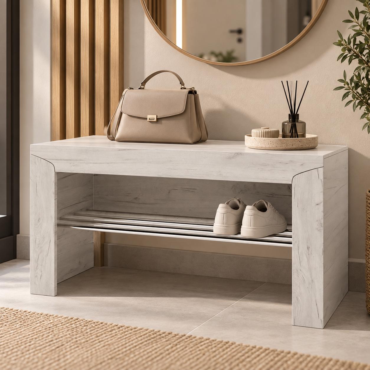 Тумба для взуття Еверест Ліберті Дуб крафт Білий (EVR-2205)