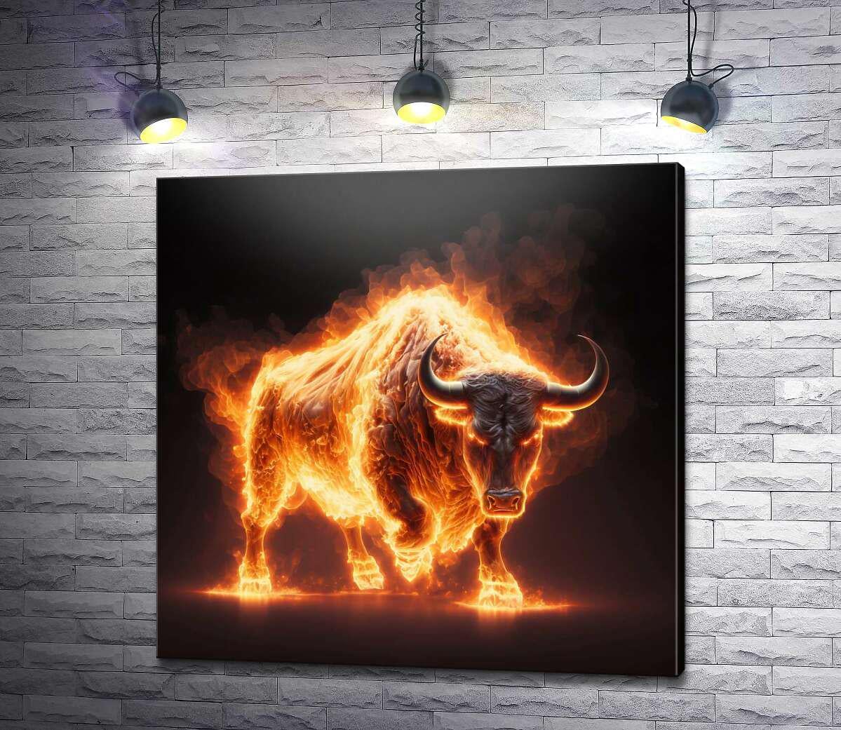 Картина ArtPoster Разъяренный огненный бык 130x130 см Модуль №1 (004148)