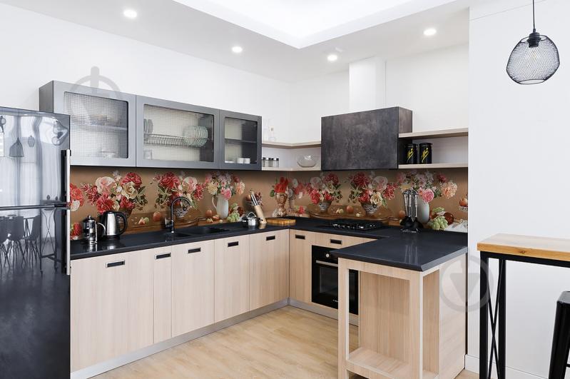 Скинали на кухню Zatarga «Пышные Букеты» 600х2500 мм виниловая 3Д наклейка кухонный фартук самоклеящаяся Z180786