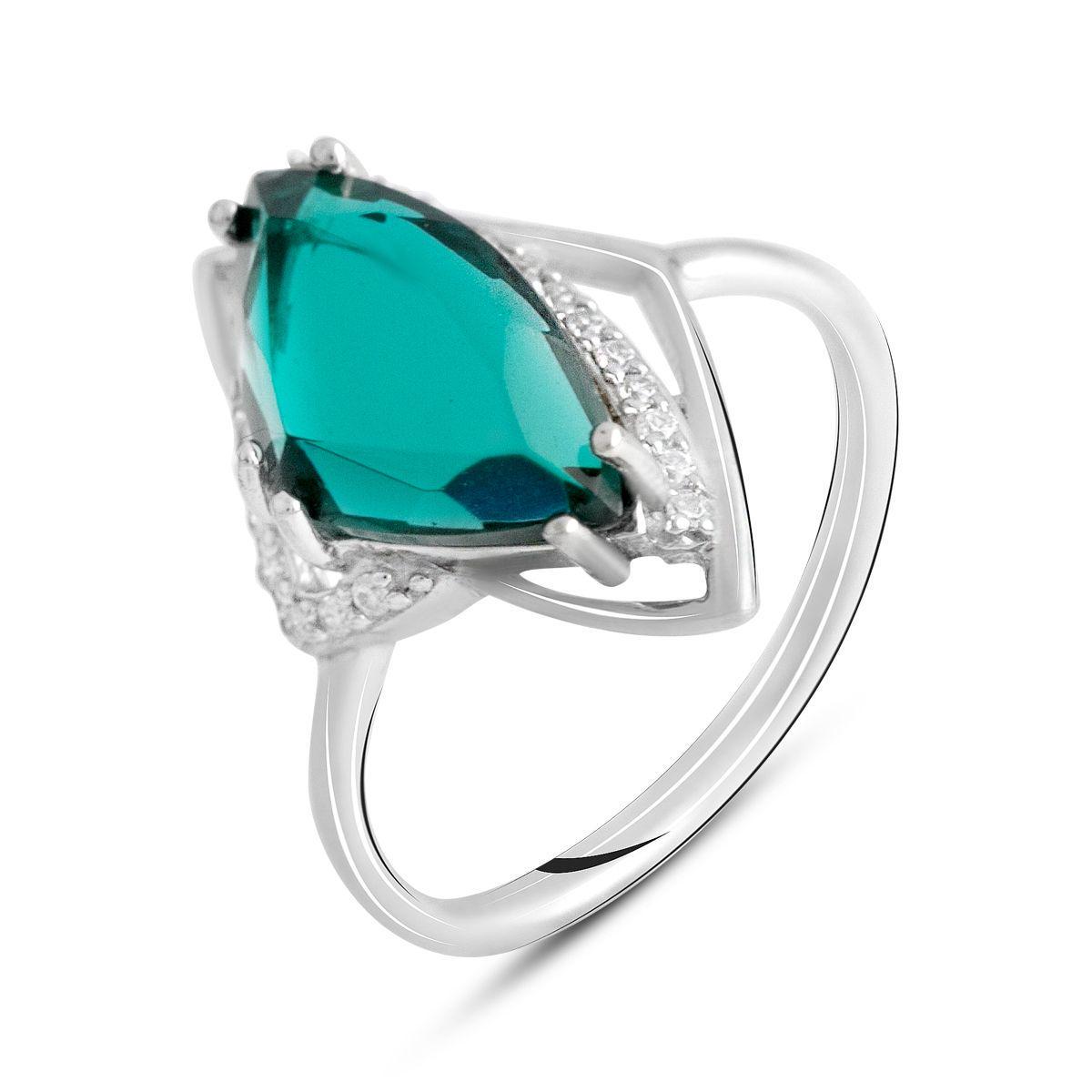 Кольцо серебряное Tiva с аквамарином nano и фианитами 2,958 ct 2,98 г р. 18 (2141563)