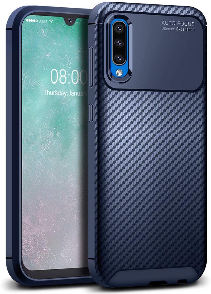 Чехол накладка Autofocus Carbon для Samsung Galaxy A30s A307 Blue (20061-28)