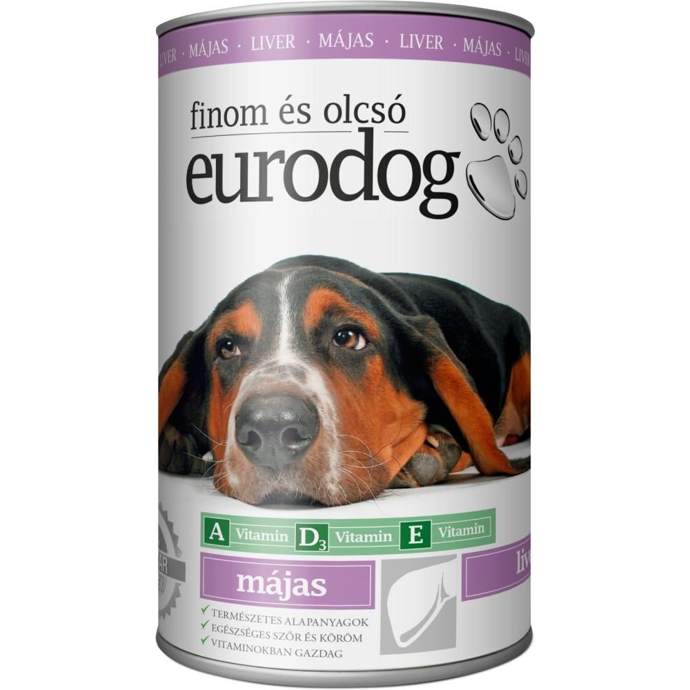 Корм для собак влажный EuroDog Liver кусочки в желе с печенью 415 г (5999886848071)