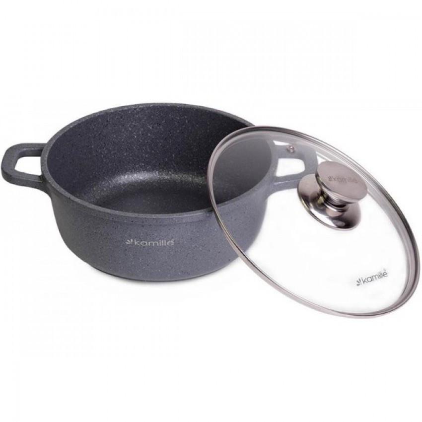 Каструля з кришкою Kamille Landes з литими алюмінієвими ручками 4,5 л Ø24 см Grey (4425) - фото 5 Каструля з кришкою Kamille Landes з литими алюмінієвими ручками 4,5 л Ø24 см Grey (4425) - фото 5