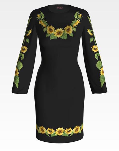 Заготовка женского платья ПЛ084 Подсолнухи для вышивки бисером и нитками из домотканого полотна Черный (ПЛ084дЧ) Заготовка женского платья ПЛ084 Подсолнухи для вышивки бисером и нитками из домотканого полотна Черный (ПЛ084дЧ)