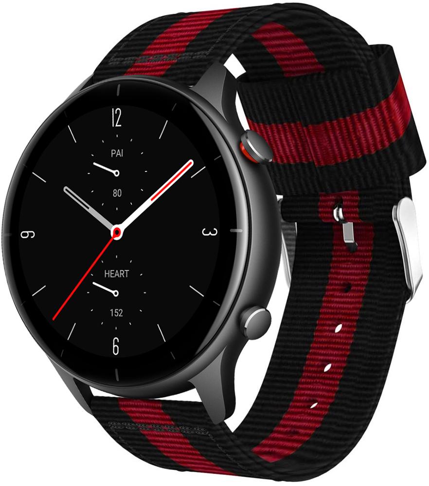 Ремешок тканевый Canvas для Amazfit GTR 2e Black/Red (20587)