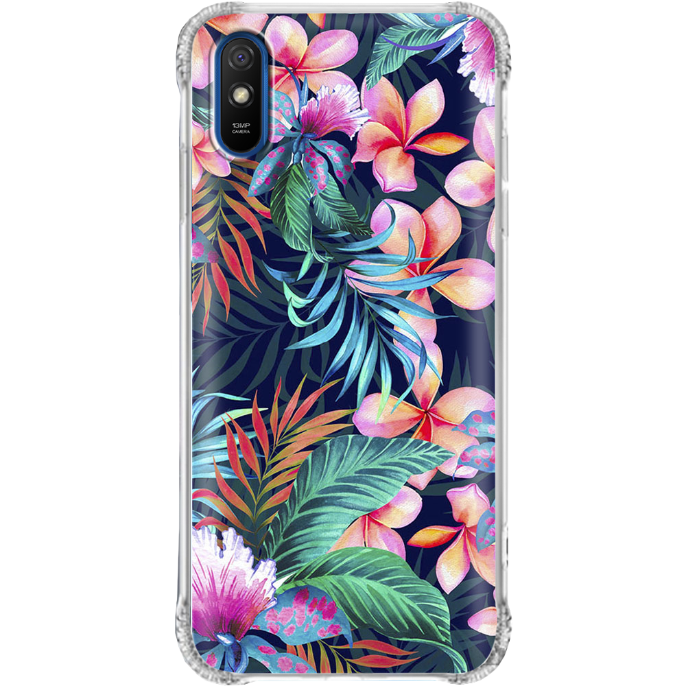 Чехол BoxFace Xiaomi Redmi 9A flowers in the tropics Прозрачный противоударный силикон (40304-up1971-940304)