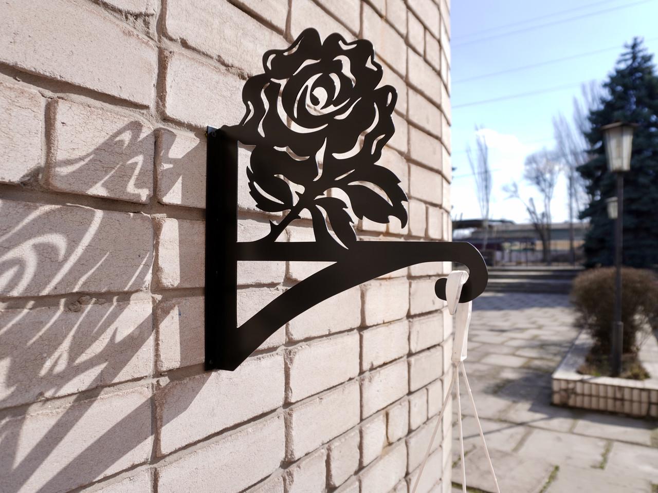 Кронштейн Роза для кашпо с цветами метал Черный (М016) - фото 8