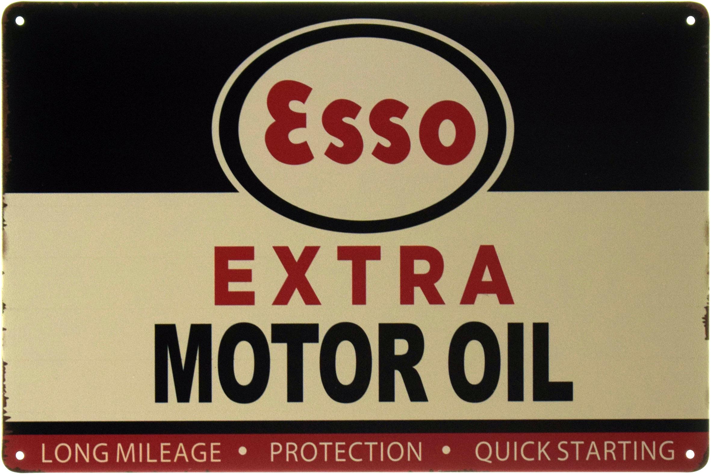 Табличка металлическая Esso Extra Motor Oil 20x30 см
