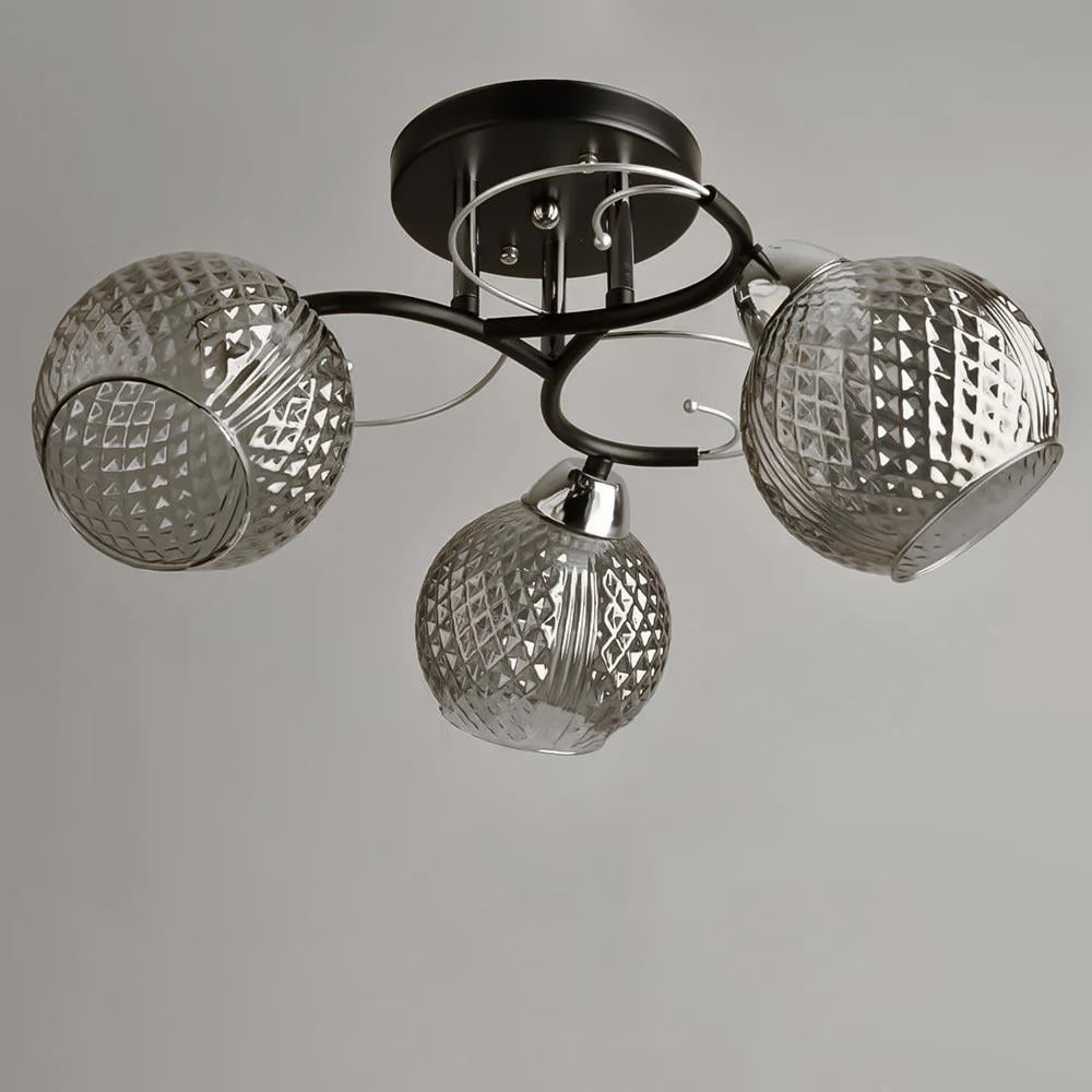 Люстра потолочная Light House SH-19580/3B BK/CR 460х460х230 мм Черный/Хром/Cерый