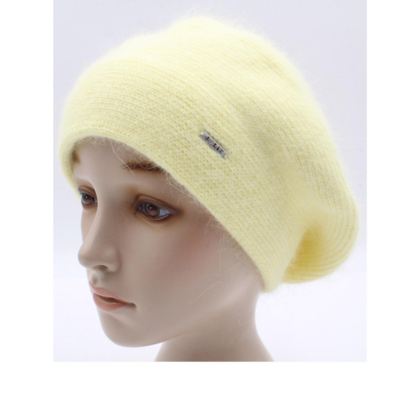 Берет жіночий ангоровий Leks Сільвія one size Світло-жовтий