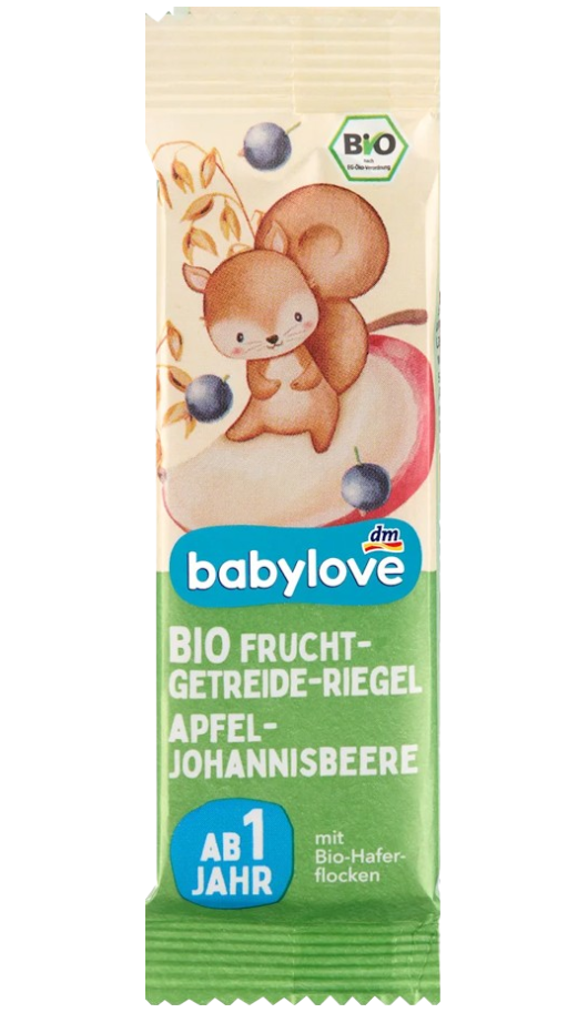 Фруктово-злаковий батончик Babylove 25 г яблуко/банан/чорна смородина для дітей з 12 місяців