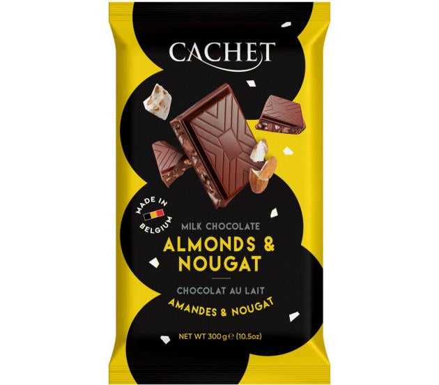 Молочний шоколад Cachet з мигдалем та нугою 300 г (13342696)