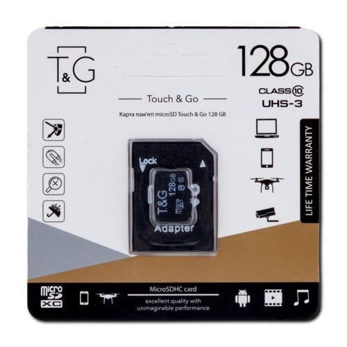 Карта пам'яті T&G 128 GB UHS-3 Class 10 з адаптером (37819-01_295)