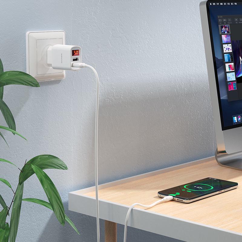 Устройство зарядное Borofone BA58A 2 USB 2,4A кабель Type-C White (36726) - фото 5